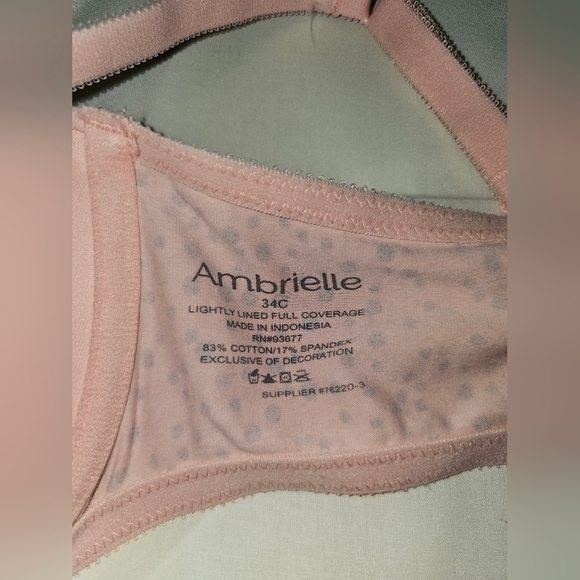 🍵 AMBRIELLE Pink/Black Bra sz 34C - Picture 2 of 5